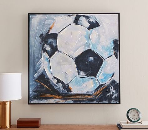 Nursery & Kids Wall Art | Pottery Barn Kids Soccer Wall Art, Soccer Art, Boy’s Room, Kids Wall Art, Visual Artwork, Art Wall Kids, Artist Names, Kids Decor, Soccer Ball