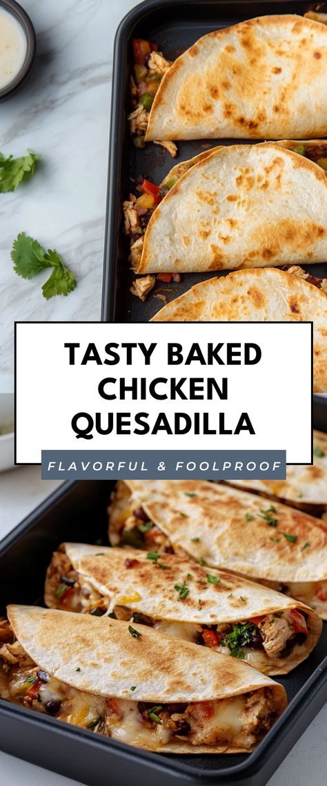 Image for Tasty Baked Chicken Quesadilla Health Quesadilla Recipe, Meal Prep Quesadilla, Baked Quesadilla Oven, Oven Quesadilla, Homemade Chicken Quesadillas, Baked Chicken Quesadilla, Best Chicken Quesadillas, Healthy Quesadillas, Baked Quesadilla