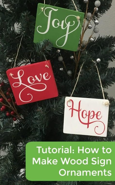 Tutorial: How to Make Wood Sign Christmas Ornaments with your Silhouette Cameo or Cricut Explore or Maker - by cuttingforbusiness.com Christmas Tree Store, Wood Sign Christmas, Wooden Christmas Decorations, Christmas Craft Projects, Christmas Signs Wood, Christmas Wood Crafts, Stovetop Potpourri, Wood Christmas, Christmas Crafts Decorations