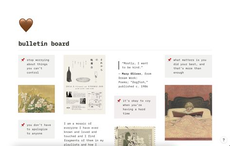 Notion Bulletin Board, Mood Board Notion, Notion Mood Board, Notion Moodboard, Notion Vision Board, Notion Template Planner, Canvas Templates, Notion Library, Notion Inspo