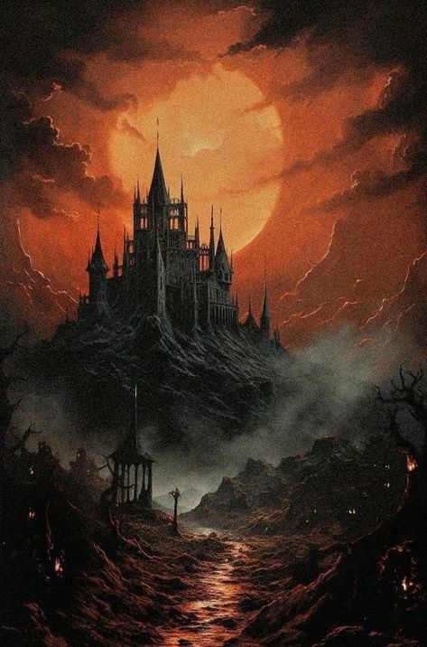 Dark Medieval Fantasy Art, Dark Fantasy Wallpaper, Medieval Aesthetic, Dark Castle, Dark Fantasy Artwork, Dark Artwork, Castle Art, Fantasy Castle, Fantasy Paintings