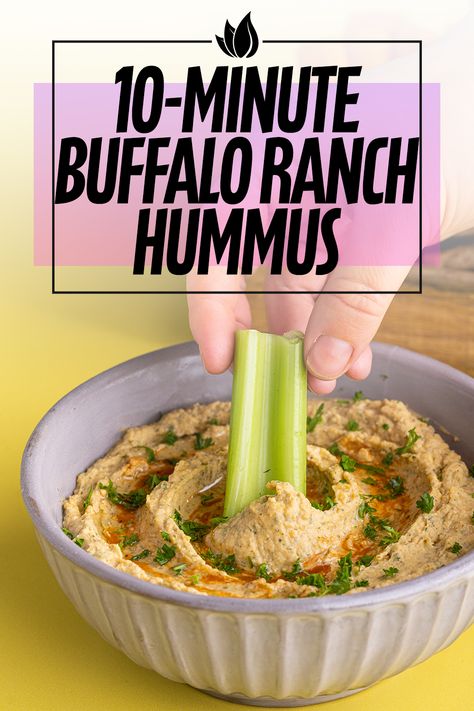 This healthy Buffalo Ranch Hummus is quick, easy, and bursting with flavor, making it the most delicious dip or spread. Buffalo Hummus Recipe, Ranch Hummus, Buffalo Hummus, Dairy Free Dips, Quick Easy Lunch, Sweet Potato Hummus, Hummus Recipe Homemade, Bean Snacks, Buffalo Ranch