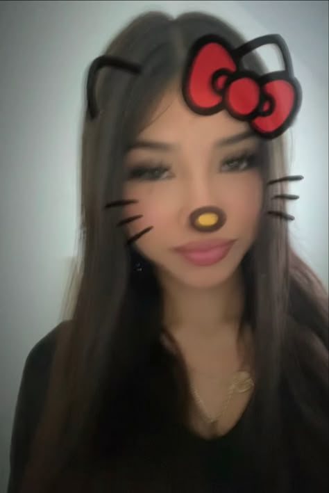 Hello Kitty Filter, Latina Pfp, Makup Looks, Catfish Girl, Latina Aesthetic, Images Hello Kitty, Silk Press Natural Hair, Cute Dreads, Long Shiny Hair