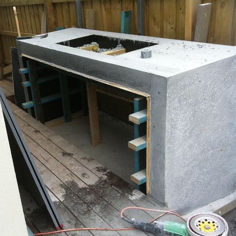 In situ concrete BBQ surround starting to take shape Elwood project #shapedbyform #formlandscaping #FORM Bbq Surround, Concrete Bbq, Garden Tattoo Ideas, Gardening Tattoo, Concrete Outdoor Kitchen, Gardening Wallpaper, Wallpaper Garden, Outdoor Bbq Area, Diy Grill