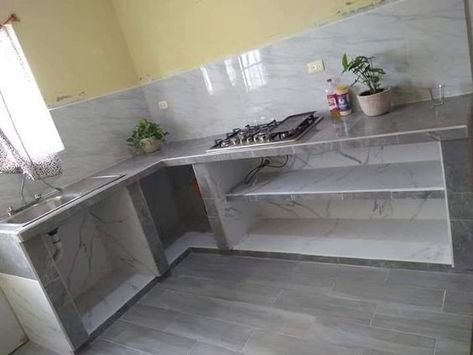 Stone Kitchen Design, Dirty Kitchen Design, Model Dapur, Tiny Kitchen Design, Dirty Kitchen, Desain Pantry, Simple Kitchen Design, Kitchen Layout Plans, Modern Kitchen Cabinet Design