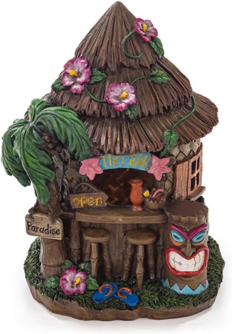 VP Home Tiki Hut Solar Powered LED Outdoor Decor Garden Light - - Amazon.com Tiki Garden, Energy In The Morning, Solar House Lights, Tiki Lights, Tiki Statues, Outdoor Patio Garden, Tiki Decor, Hawaiian Decor, Led Garden Lights