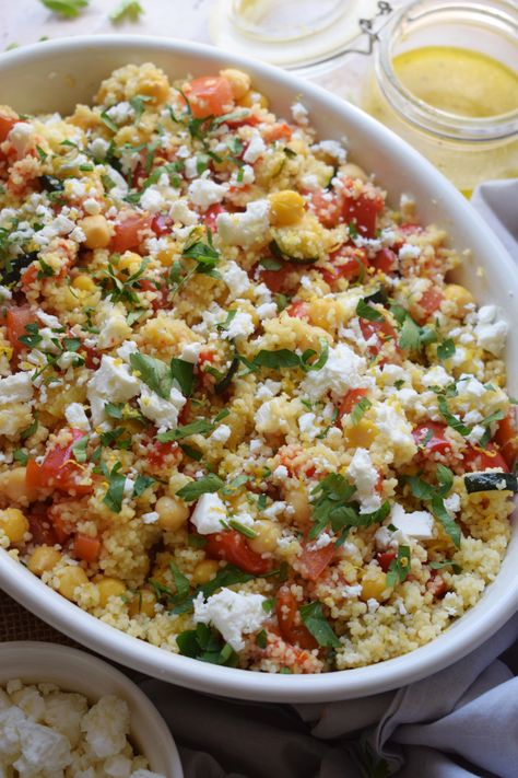 Couscous With Roasted Vegetables, Herb Couscous, Roasted Halibut, Summer Pasta Dishes, Couscous Salad Recipes, Scratch Cooking, Perfect Salad, Citrus Salad, Couscous Recipes