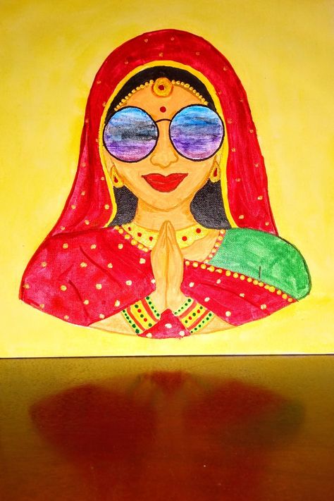 Woman in traditional outfits painting
Rajasthani Indian art
Khamma ghadi Painting Rajasthani, Rajasthani Painting, Rajasthani Art, Indian Women Painting, Mandala Art Lesson, Diy Jar Crafts, Madhubani Art, Ganesha Art, Indian Woman