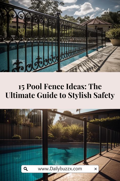 Pool Fence Ideas Inground, Pool Fencing Ideas, Pool Fencing Landscaping, Pool Fence Ideas, Diy Pool Fence, Black Chain Link Fence, Fence Around Pool, Unique Pool, Pool Safety Fence