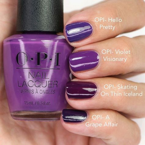 Opi Purple Gel Polish, Dark Purple Nail Polish Colors, Opi Purple Shades, Opi Purple, Purple Nails Opi, Violet Visionary Opi, Pompei Purple Opi, Pompeii Purple Opi, Dark Purple Nail Polish