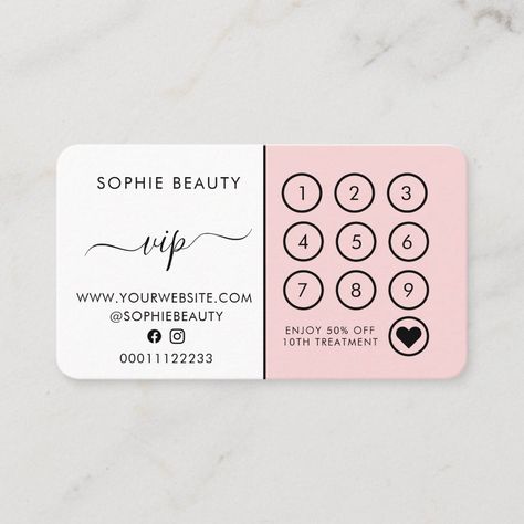 Loyalty Card Coffee, Beauty Business Logo, Loyalty Card Design, Esthetician Supplies, Loyalty Card Template, Herbalife Shake, Script Text, Loyalty Cards, Pink Monogram