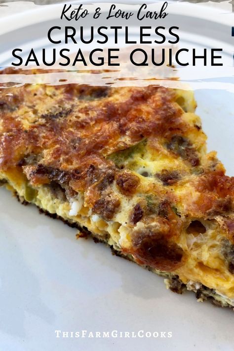 Breakfast Quiche Crustless, Quiche Crustless, Sausage Quiche, Low Carb Quiche, Keto Quiche, Keto Stuffed Peppers, Cheese Quiche, Breakfast Quiche, Freezer Meal