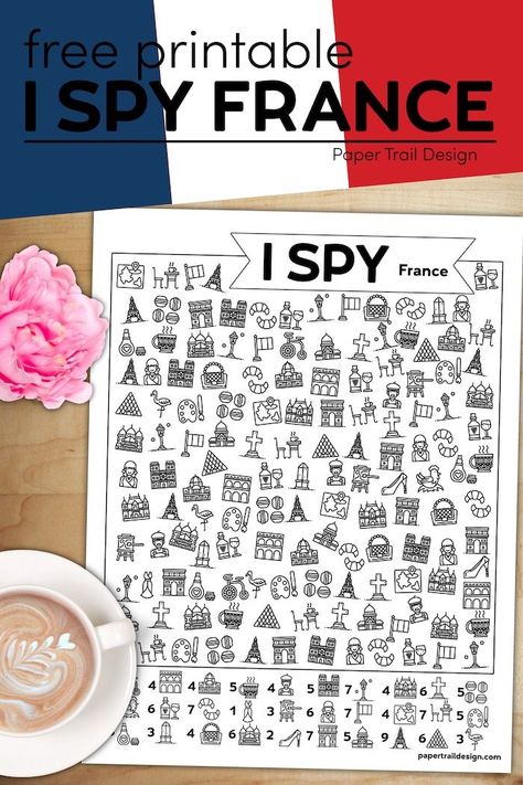 With the olympics coming up in France this I spy France activity page is a great activity for kids. France Unit Study For Kids, Paris Activities For Kids, French Crafts For Kids, French Activities For Kids, France Crafts For Kids, France Activities For Kids, France Activities, France For Kids, Summer Daycare