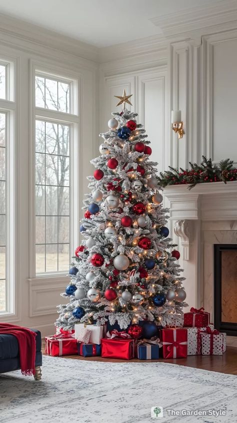 80+ Stunning Flocked Christmas Tree Decorating Ideas - The Garden Style Unique Christmas Trees Themes, White Flocked Christmas Tree, Fall Christmas Tree, Easy Holiday Decorations, Christmas Trees Decorated, Best Artificial Christmas Trees, Christmas Tree Inspo, Funny Christmas Tree, Slim Christmas Tree