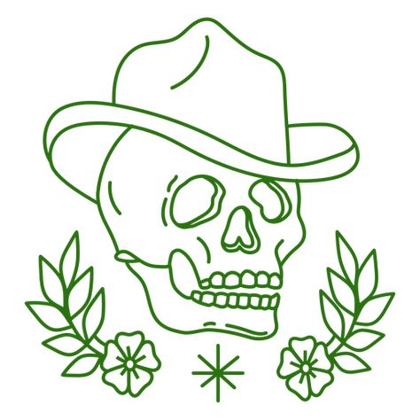 Skull In Cowboy Hat Tattoo, Traditional Cowboy Hat Tattoo, Skull Cowboy Hat Tattoo, Skull With Hat Tattoo, Cowboy Flash Tattoo, Cowboy Skull Tattoo Traditional, Yallternative Tattoo, Skeleton With Cowboy Hat, Skull With Cowboy Hat Tattoo