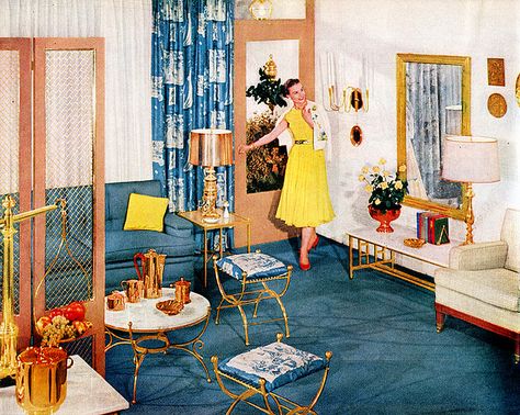 1960s Living Room, 1950s Living Room, 1950s Interior, Detective Noir, 1950s Glamour, 60s Interior, 1960s Home Decor, Mid Century Interior Design, Kitschy Decor