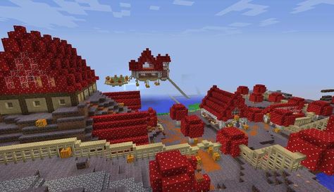 Minecraft Mushroom Village, Cool Minecraft Ideas, Minecraft Mushroom, Mushroom City, Village Minecraft, Minecraft Dream, Mushroom Village, Cottagecore Minecraft, Map Ideas