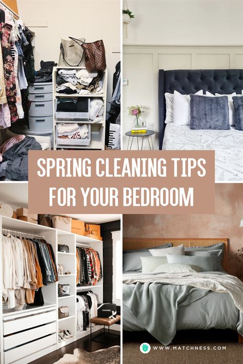 After a long winter, maybe you want to give your bedroom a makeover. But before that, you must first clean your bedroom. This is to ensure that your bedroom is clean and comfortable to use this spring. In this case, you really have to take the time to do a thorough cleaning in your bedroom. #springcleaningideas #springcleaningbedroomtips #bedroomcleaningtips Spring Cleaning Bedroom, Bedroom Organizing, Cleaning Hacks Bedroom, Bedroom Cleaning, Spring Cleaning Tips, Spring Bedroom, Spring Cleaning Hacks, Clean Bedroom, Long Winter