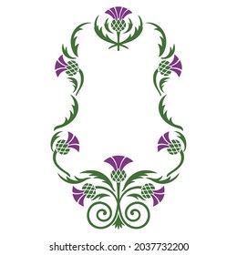 Floral design. Floral frame made of flowers and leaves of thistle, isolated on white, vector illustration Milk Thistle Illustration, Thistle Embroidery, Thistle Wallpaper, Thistle Leaves, Scottish Thistle Tattoo, Scottish Tattoos, Thistle Tattoo, Mirror Stand, Thistle Design