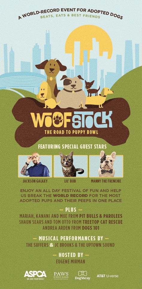 Woofstock: The Road to Puppy Bowl Tickets, Chicago | Eventbrite Dog Adoption Event, Soldier Field Chicago, Dog Fundraiser, Fundraising Poster, Pet Adoption Event, Warner Bros Discovery, Charity Poster, Pet Event, Puppy Bowl