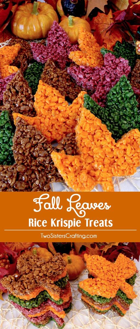 These beautiful Fall Leaves Rice Krispie Treats are delicious, easy to make and perfect for a Thanksgiving Treat or an Autumn potluck dessert. Who wouldn't want a colorful Rice Krispie Treat Maple Leaf as a Thanksgiving Dessert? Pin this yummy Fall Treat and follow us for more great Thanksgiving Food Ideas. Fancy Sweets, Potluck Dessert, Diy Cakes, Autumn Baking, Fall Parties, Potluck Desserts, Fall Brunch, Thanksgiving Projects, Cereal Bar