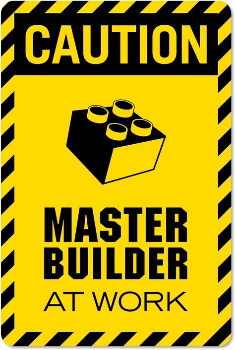 Amazon.com: Caution Master Builder at Work Vinyl Decal Wall Decor Print for brickbuilders (Small-7x10.5, DISP) : Tools & Home Improvement Lego Classroom Theme, Lego Sign, Lego Decals, Lego Printables, Lego Stickers, Lego Poster, Lego Theme, Lego Decorations, Emotion Faces