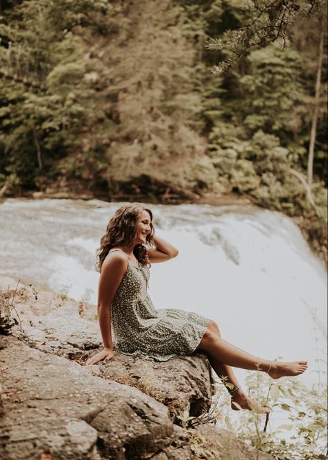 Photoshoot At Waterfall, Senior Pics With Waterfalls, Senior Waterfall Photoshoot, Waterfall Pictures Photography, Senior Pics Waterfall, Waterfall Portrait Photography, Senior Pictures By Waterfall, Senior Pictures Near Water, Senior Pictures On Rocks