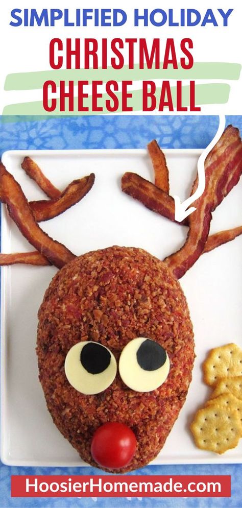 Welcome to Day 6 of our 30 Days to a Simplified Holiday! Turn this Christmas Cheese Ball Recipe into a fun Reindeer for Christmas! All of your guests are going to love this Reindeer Cheese Ball. Each day we will be sharing easy homemade recipes, decorating ideas, crafts, homemade gift ideas and much more! Christmas Cheese Ball, Fire With Friends, Best Christmas Appetizers, Unique Appetizers, Holiday Cheese, Christmas Food Treats, Christmas Cheese, Christmas Appetizers Party, Cheese Ball Recipes