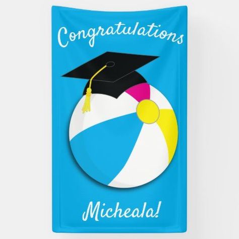 Pool Party Graduation Party #graduation #announcement #graduationcap #graduate #party #pool #poolparty #swimming #summer #graduationparty Pool Party Graduation, 8th Grade Graduation Party, Pool Party Theme, Cap And Diploma, Pool Party Themes, Graduation Party Banners, Banner Graduation, 8th Grade Graduation, Banner Sizes