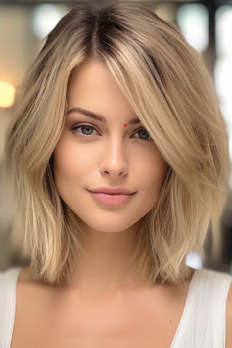 The lob with side-parted and layered style offers a casual look. The side part frames your face beautifully emphasizing your features. Click here to check out more stunning medium-length layered haircuts trending right now. Haircuts Trending, Long To Short Hair, Medium Length Hair With Layers, Long Bob Haircuts, Lob Haircut, Greasy Hair Hairstyles, Blonde Hair Looks, Long Bob Hairstyles, Hair Makeover