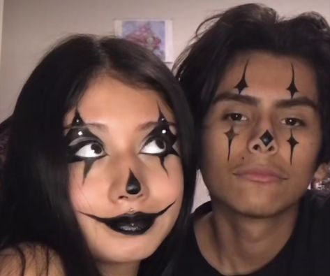 Easy Halloween Makeup For Couples, Couples Halloween Makeup Ideas Easy, Matching Halloween Makeup For Couples, Easy Couple Halloween Makeup, Couples Makeup, Halloween Makeup Looks For Couples, Couple Makeup Halloween, Couple Face Paint, Couple Halloween Makeup Ideas