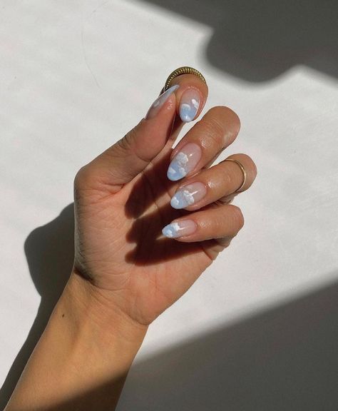 Cloud Nails, Blue Ombre Nails, Summer Nail Designs, Minimal Nails, Neutral Nails, Minimalist Nails, Dream Nails, Pretty Acrylic Nails, Chic Nails