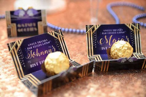 Custom truffle favors from a Great Gatsby Old Hollywood Birthday Party on Kara's Party Ideas | KarasPartyIdeas.com (15) Old Hollywood Party Favors, Gatsby Party Favors Ideas, Great Gatsby Party Favors, Gatsby Party Favors, Old Hollywood Birthday Party, Old Hollywood Birthday, Hollywood Birthday Party, Gatsby Decor, Old Hollywood Party