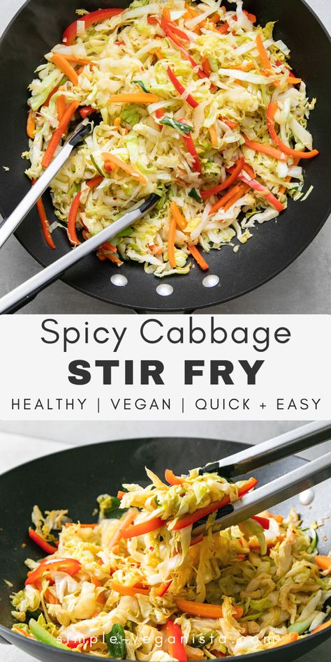 Spicy Cabbage, Cabbage Recipes Healthy, Cabbage Stir Fry, Mapo Tofu, Cabbage Recipes, Vegan Dinner Recipes, Veggie Dishes, Asian Inspired, Vegan Eating