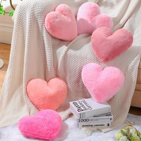 Heart Pillow Diy, Green And Pink Pillows, Kawaii Pillows, Cute Couch, Decorative Pillows For Bed, Korean Decor, Pillows Cute, Pillows For Bed, Pink Korean