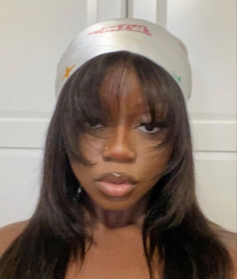 90s Bangs Hairstyles Black Women, Sza Hair Bangs, Black Women Bangstyle Hair, Silk Press Natural Hair Bangs, Natural Hair Bangs Black Women, Bangs On Black Girls, Bangs On Black Women, Wispy Bangs Black Women, Bang Hairstyles Black Women