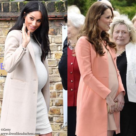 A Complete Maternity Timeline: Meghan Markle and Kate Middleton's Royal Baby Bumps - Dress Like A Duchess Megan Markle Pregnancy Style, Megan Markle Maternity Style, Kate Middleton Pregnant Outfits, Megan Markle Pregnant, Meghan Markle Pregnancy Style, Kate Middleton Maternity, Meghan Outfits, Meghan Markle Maternity Style, Classy Maternity Outfits