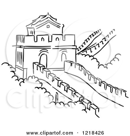 Great Wall of China Easy Drawing Ancient China Drawing, Great Wall Of China Drawing, Beijing Skyline, China Drawing, Skyline Drawing, Prompt Ideas, Drawing Challenges, Industry Design, Chinese Wall