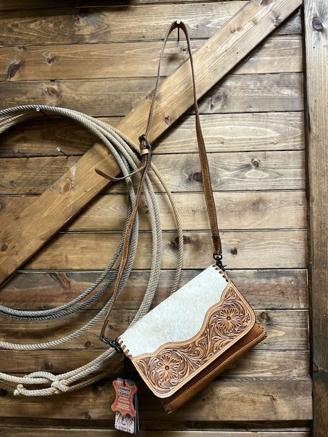 Color: COWHIDE/TOOLED LEATHER Western Bags Purses, Western Bags, Country Room, Western Things, Cowhide Clutch, Twisted X Shoes, Western Bag, Cowhide Purse, Cowgirl Accessories