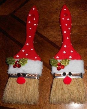 Santa Paint Brush Ornaments Homemade Christmas Crafts, Ornaments Ideas, Christmas Crafts For Adults, Christmas Crafts To Make, Easy Christmas Crafts, Easy Christmas Diy, Christmas Ornaments Homemade, Christmas Ornament Crafts, Noel Christmas