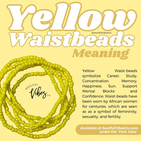 How To Make Waste Beads, Waste Beads, Knot Magic, Ancestors Quotes, Spiritual Lifestyle, Spiritual Shop, Waist Beads African, The Color Yellow, Witchy Tips