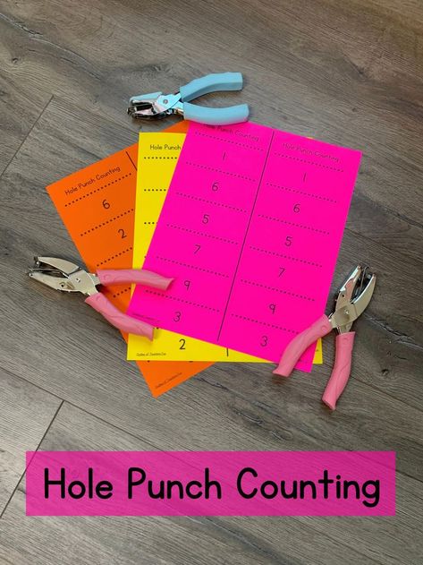 Whole Punch Activities Free, Hole Punch Cards Free Printable, Free Hole Punch Printables, Hole Punching Activities Free Printable, Hole Punch Activities Free Printable, Hole Punch Activities, Hole Punch Art, Teaching Primary School, Early Numeracy