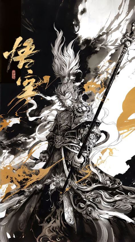 Sun Wukong Black Myth, Black Myth Wukong Art, Monkey King Tattoo Design, Black Myth Wukong Wallpaper, Wukong Wallpapers, Sun Wukong Wallpaper, Monkey King Fanart, Monkey King Art, Sun Wukong Art