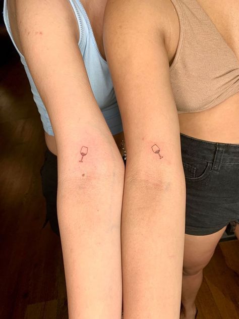 Matching Symbol Tattoos For Couples, 2 Sister Tattoos, Mini Tattoos For Couples, Small Tattoo Ideas Arm, Sisters Tattoo Ideas For 2, Tattoo Ideas Couples, Women Neck Tattoo, Tattoo Ideas Travel, Travel Inspired Tattoos