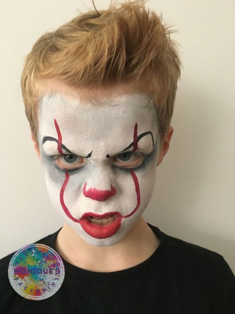 Clown Makeup Boys For Kids, Pintura Facial Halloween, Halloween Makeup For Boys, Halloween Makeup Boys, Boy Halloween Makeup, Clown Face Makeup, Halloween Makeup For Kids, Clown Face Paint, Clown Halloween