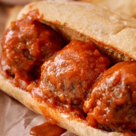 Subway Copycat Meatball Marinara Sub Recipe - Fast Food Menu Prices Meatball Marinara Sub, Subway Copycat, Subway Sandwiches, Cooking Frozen Meatballs, Leftover Meatballs, Meatball Marinara, Hot Sandwich Recipes, Subway Sandwich, Meatball Sub