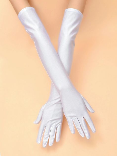 Solid Long Gloves | SHEIN USA Long Gloves Aesthetic, Aesthetic Gloves, Prom Gloves, Gloves Aesthetic, Pretty Halloween, Quince Dress, Muslim Fashion Hijab, Kawaii Accessories, Group Halloween Costumes