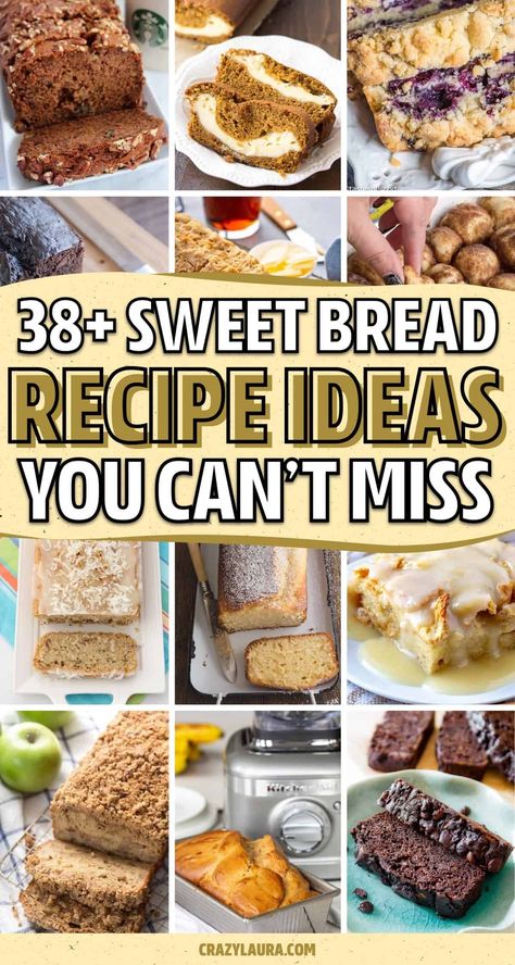 Looking for new and super tasty sweet breads to try? Check out these amazing recipes for your next baking session! Sweet Bread Recipes Bread Machine, Bakery Breakfast Recipes, Breads Recipes Homemade, Flavored Breads Recipes, Summer Sweet Breads, Homemade Baked Goods Desserts, Bread Recipes For Gifts, Holiday Breads Mini Loaves, Mini Loaf Pan Recipes Christmas Gifts