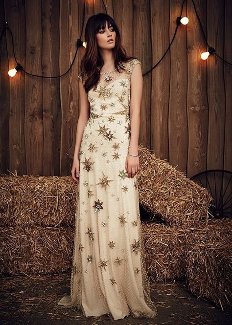 Jenny Packham Wedding Dresses, Unusual Wedding Dresses, Column Wedding Dress, Embellished Wedding Dress, Colored Wedding Dress, Unconventional Wedding Dress, Gold Wedding Dress, Unconventional Wedding, Celestial Wedding