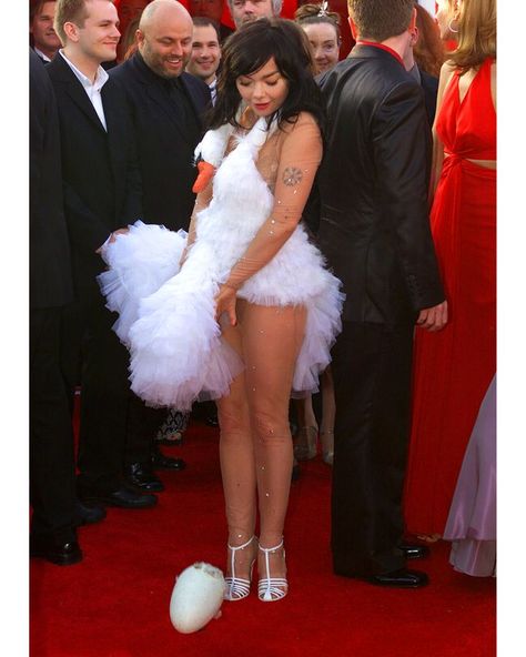 Swan Dress Bjork Bjork Swan Dress, Matthew Barney, Swan Dress, Black Tie Attire, Hollywood Red Carpet, Oscar Dresses, Red Carpet Gowns, Rock N’roll, Christopher Kane